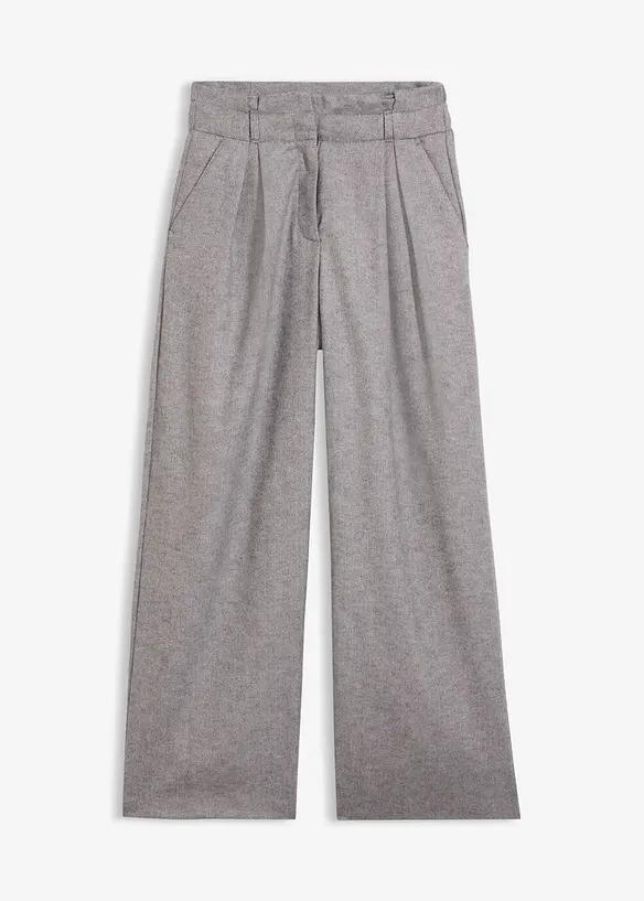 Weite Bundfaltenhose mit weichem Wollanteil, bonprix