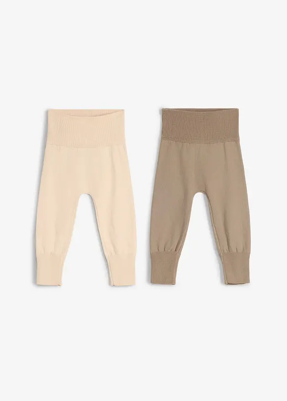 Lots de 2 pantalons &eacute;volutifs en maille de coton m&eacute;lang&eacute;, bonprix