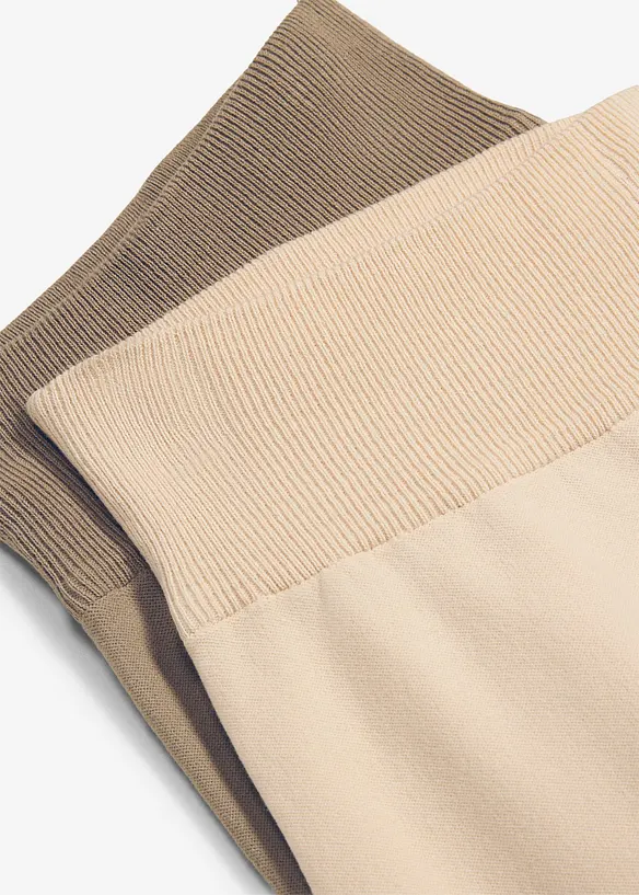 Lots de 2 pantalons &eacute;volutifs en maille de coton m&eacute;lang&eacute;, bonprix