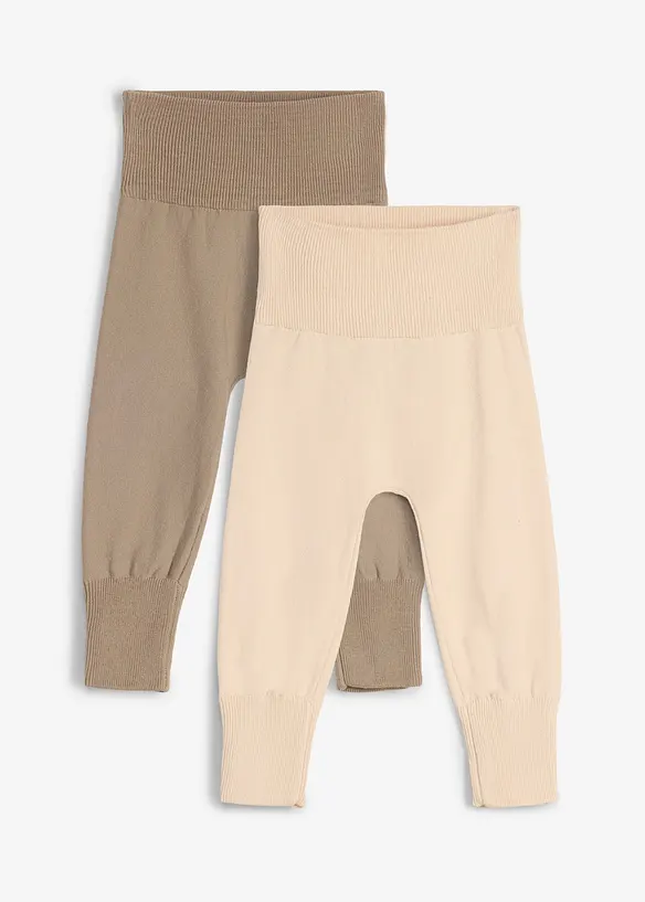 Lots de 2 pantalons &eacute;volutifs en maille de coton m&eacute;lang&eacute;, bonprix