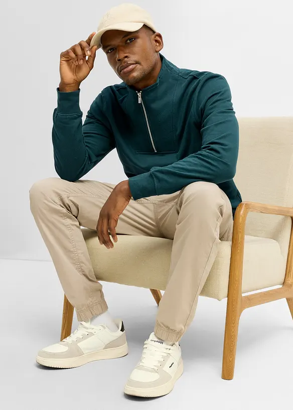 Sweat 100% coton &agrave; col camionneur, bonprix