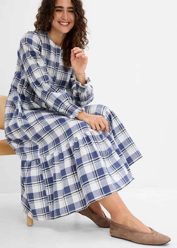 Flanell-Midikleid aus reiner Baumwolle, bonprix