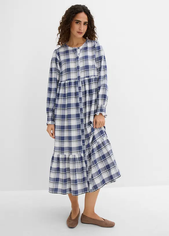 Flanell-Midikleid aus reiner Baumwolle, bonprix