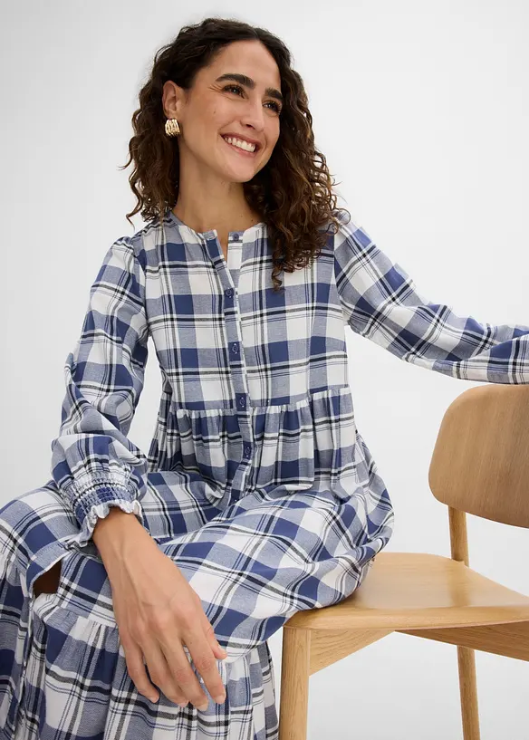 Flanell-Midikleid aus reiner Baumwolle, bonprix