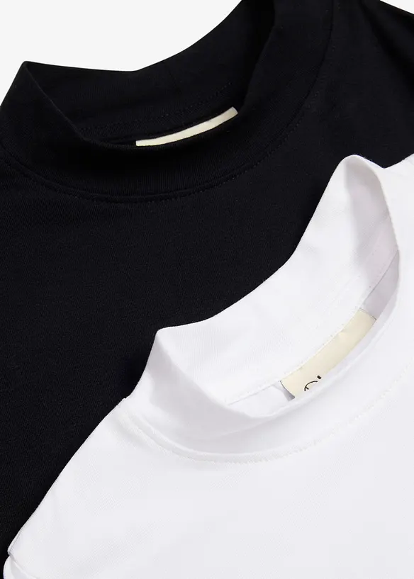 Langarmshirt aus elastischem Bio-Baumwoll-Mix (2er Pack), bonprix