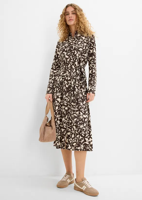 Hemdblusenkleid aus flie&szlig;ender Viskose, bonprix