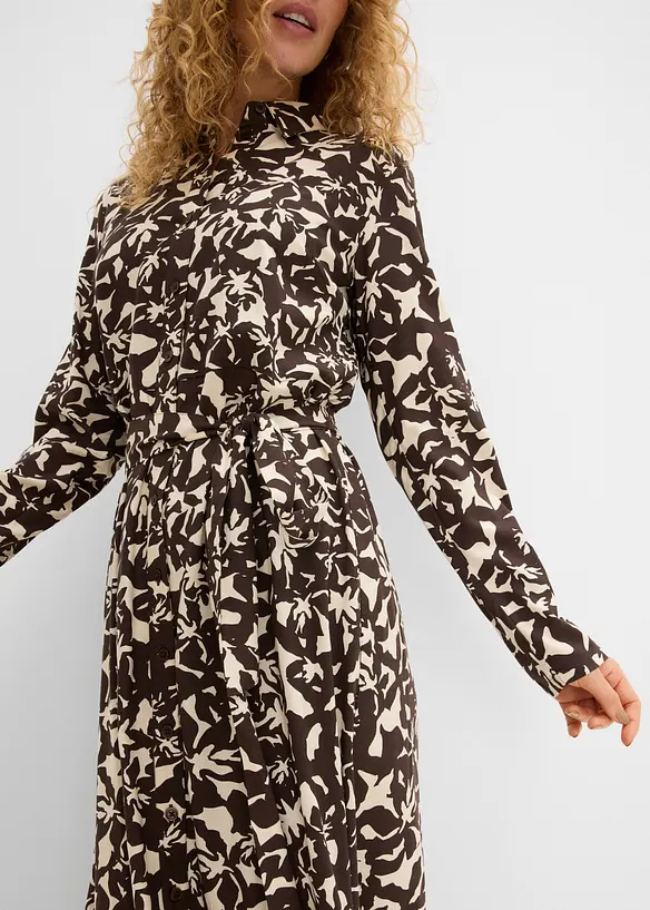 Hemdblusenkleid aus flie&szlig;ender Viskose, bonprix