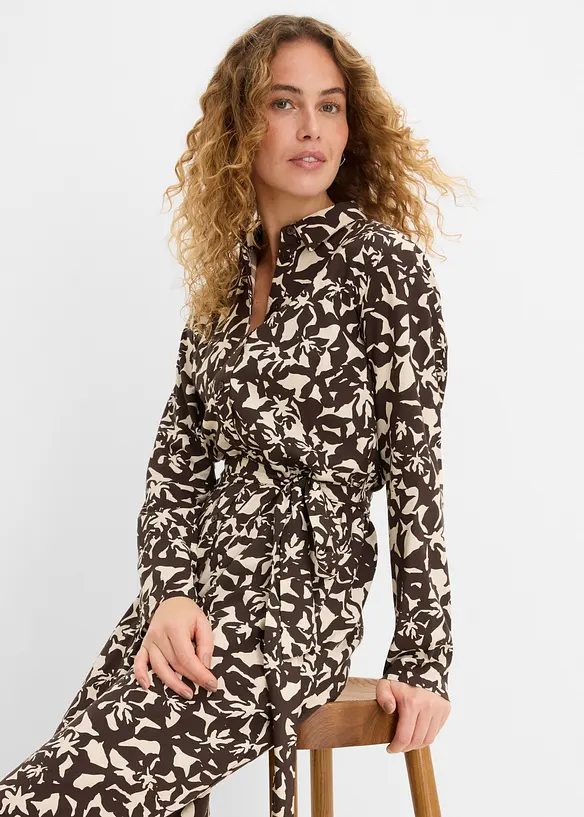 Hemdblusenkleid aus flie&szlig;ender Viskose, bonprix