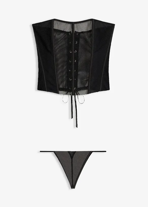 Gu&ecirc;pi&egrave;re et string en r&eacute;sille (ens. 2 pces), bonprix