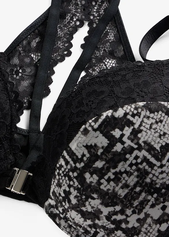 Soutien-gorge &agrave; coques, fermeture devant et imprim&eacute; python, bonprix