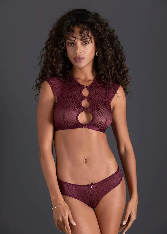 Brassi&egrave;re et slip ouvert avec accessoires dor&eacute;s (ens. 2 pces), bonprix