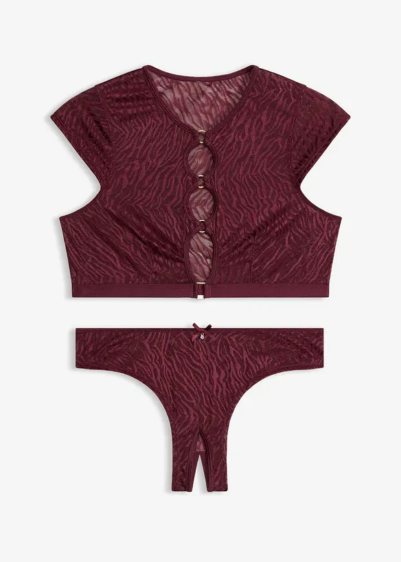 Brassi&egrave;re et slip ouvert avec accessoires dor&eacute;s (ens. 2 pces), bonprix