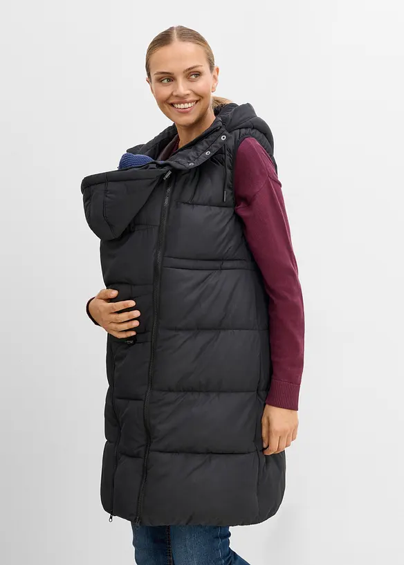 Gilet long sans manches de grossesse avec empi&egrave;cement de portage, bonprix