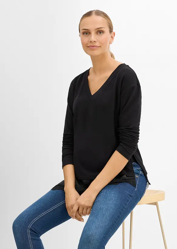 T-shirt de grossesse et d&rsquo;allaitement avec dentelle, bonprix
