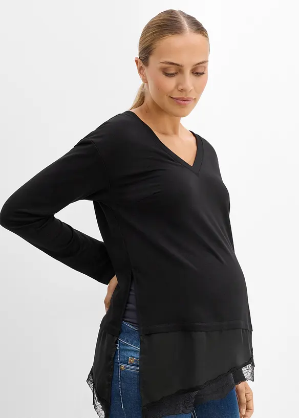 T-shirt de grossesse et d&rsquo;allaitement avec dentelle, bonprix
