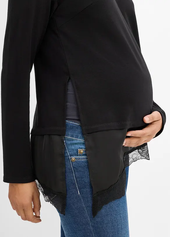 T-shirt de grossesse et d&rsquo;allaitement avec dentelle, bonprix