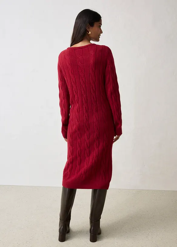 Strickkleid mit Wolle und Zopfmuster, bonprix
