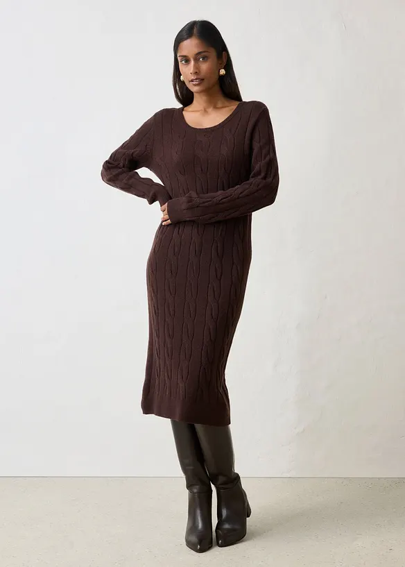 Robe en maille torsad&eacute;e, bonprix