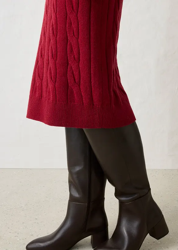Strickkleid mit Wolle und Zopfmuster, bonprix