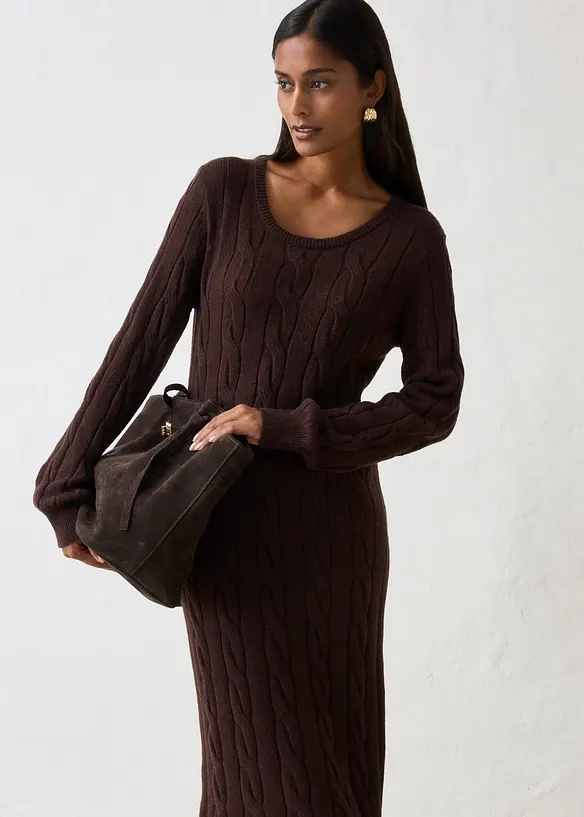 Robe en maille torsad&eacute;e, bonprix
