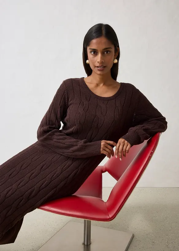 Robe en maille torsad&eacute;e, bonprix