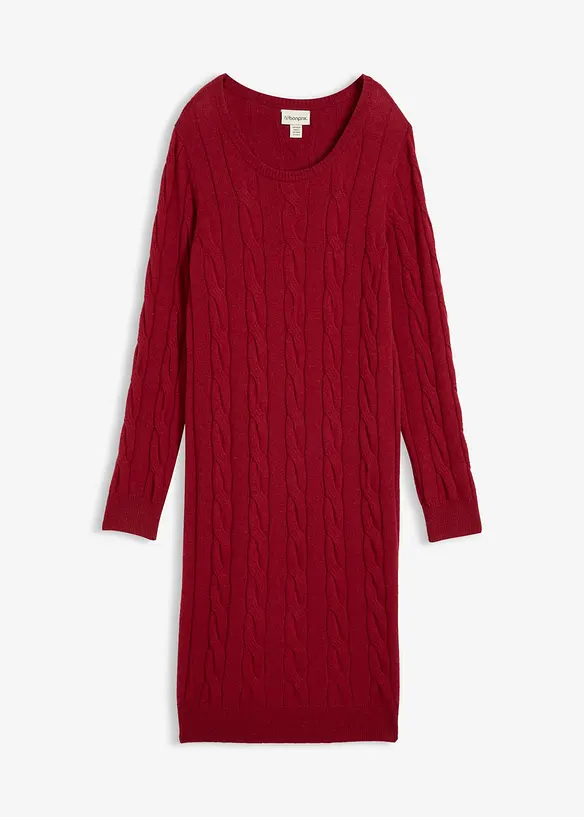 Strickkleid mit Wolle und Zopfmuster, bonprix