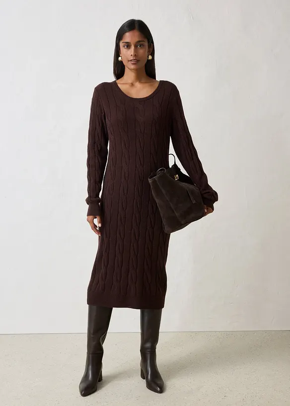 Robe en maille torsad&eacute;e, bonprix