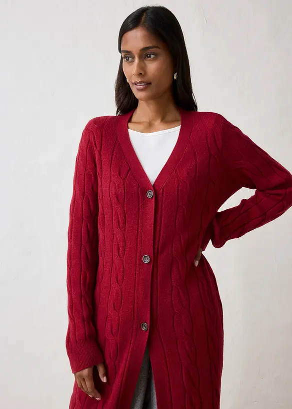 Longstrickjacke aus weichem Woll-Mix, bonprix