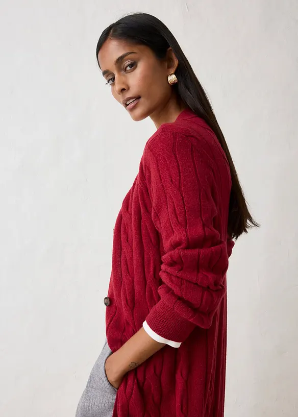 Longstrickjacke aus weichem Woll-Mix, bonprix