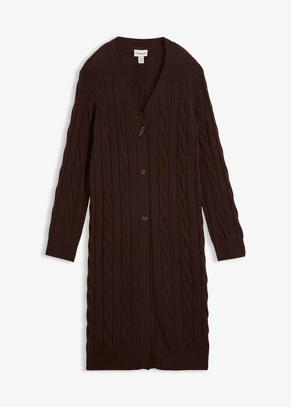 Gilet long et doux en maille de laine m&eacute;lang&eacute;e, bonprix