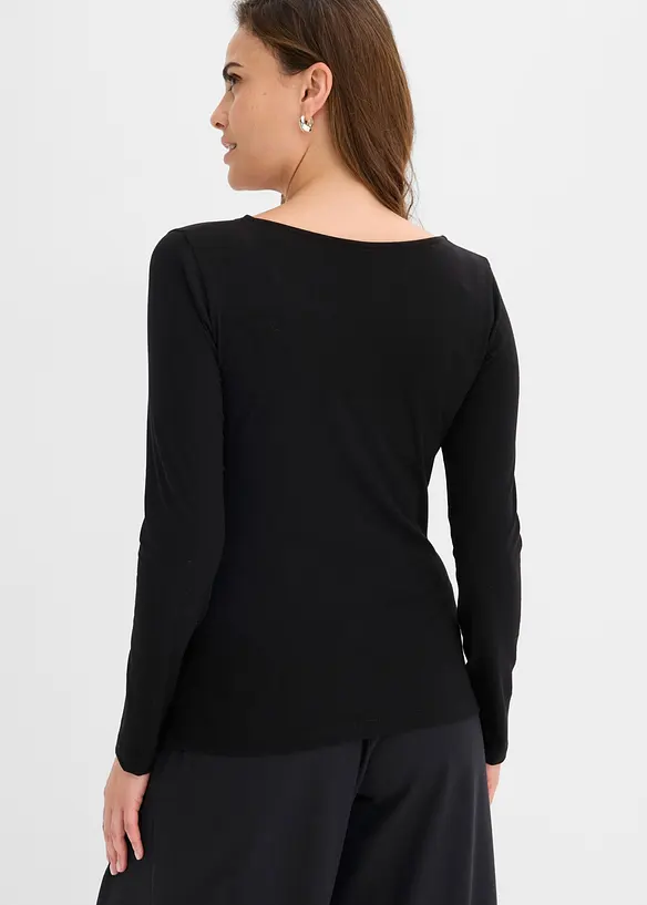 Shirt aus Single Jersey und Spitze im V-Ausschnitt, bonprix