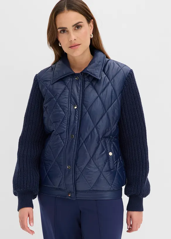 wasserabweisender Stepp-Blouson mit Strick&auml;rmeln, bonprix