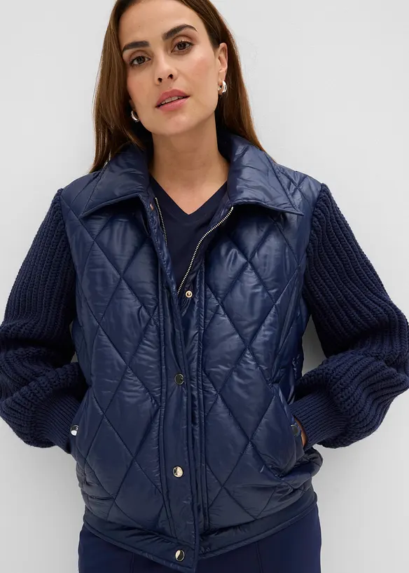 wasserabweisender Stepp-Blouson mit Strick&auml;rmeln, bonprix