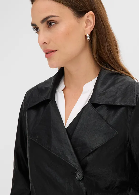 Lederimitat-Jacke in Crinkle-Optik, bonprix