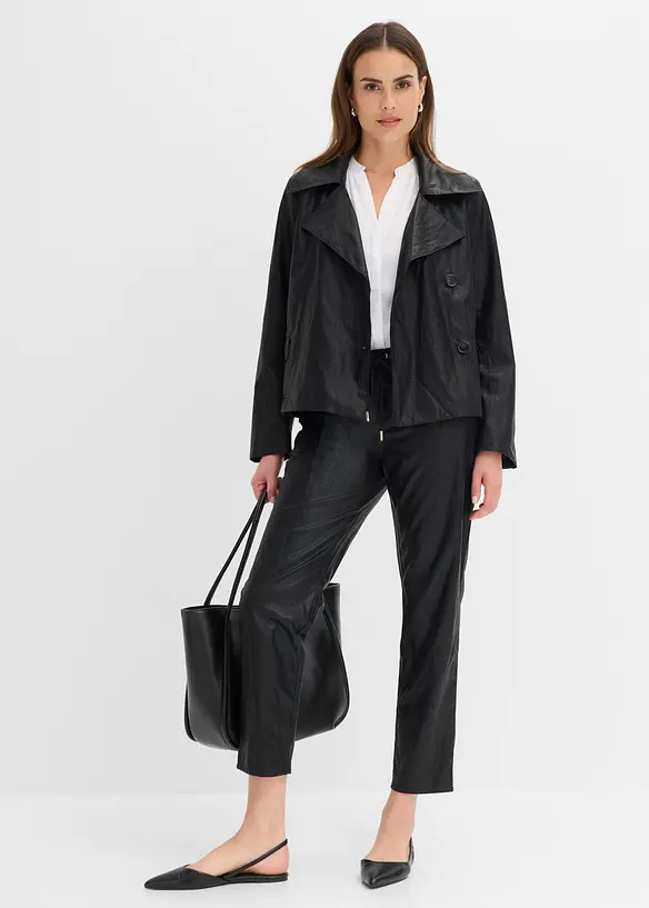 Lederimitat-Jacke in Crinkle-Optik, bonprix
