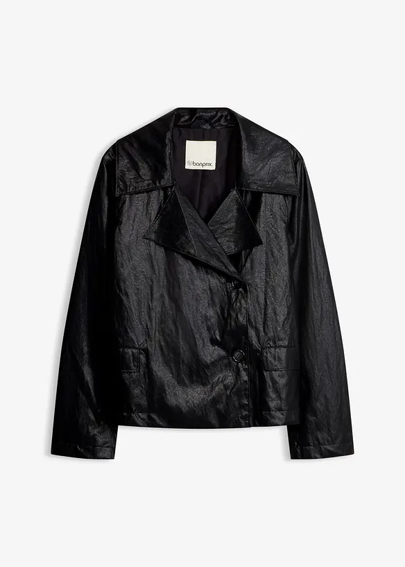 Lederimitat-Jacke in Crinkle-Optik, bonprix