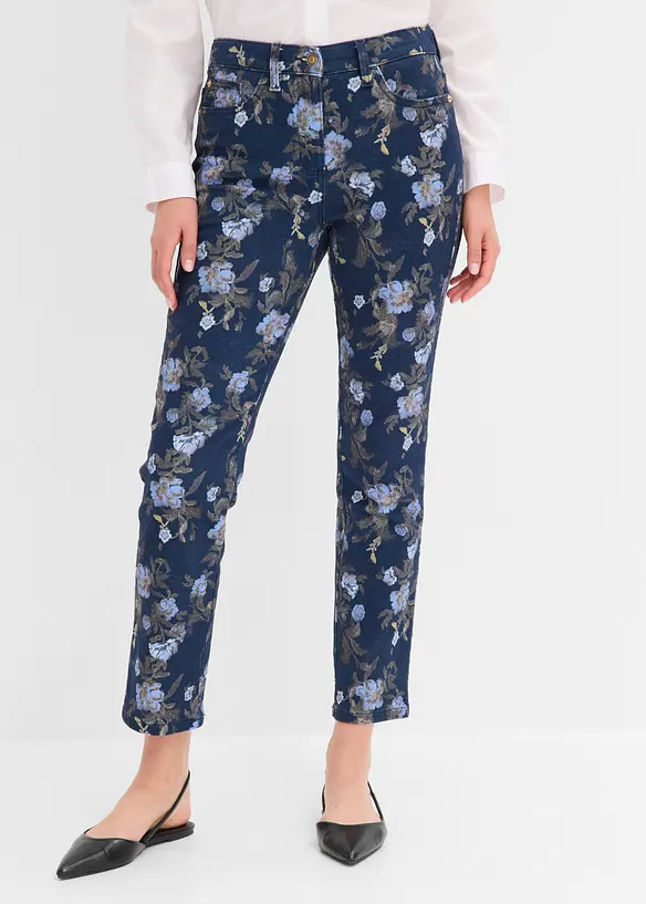 Pantalon en twill &agrave; motif floral, bonprix