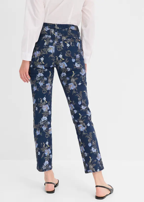 Pantalon en twill &agrave; motif floral, bonprix
