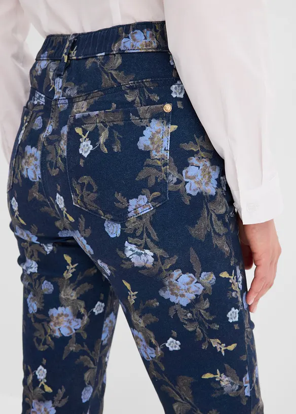 Pantalon en twill &agrave; motif floral, bonprix