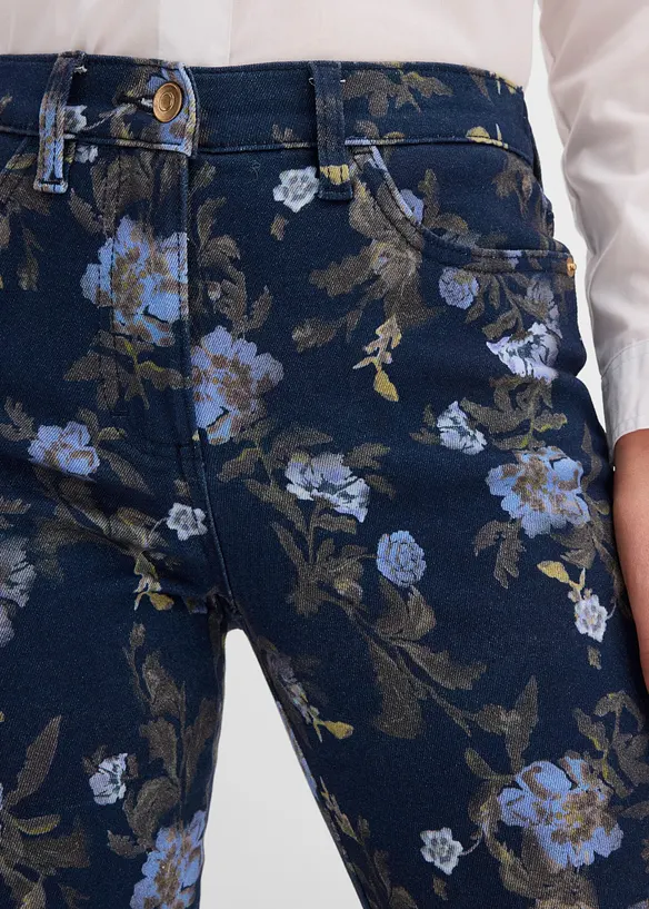 Pantalon en twill &agrave; motif floral, bonprix