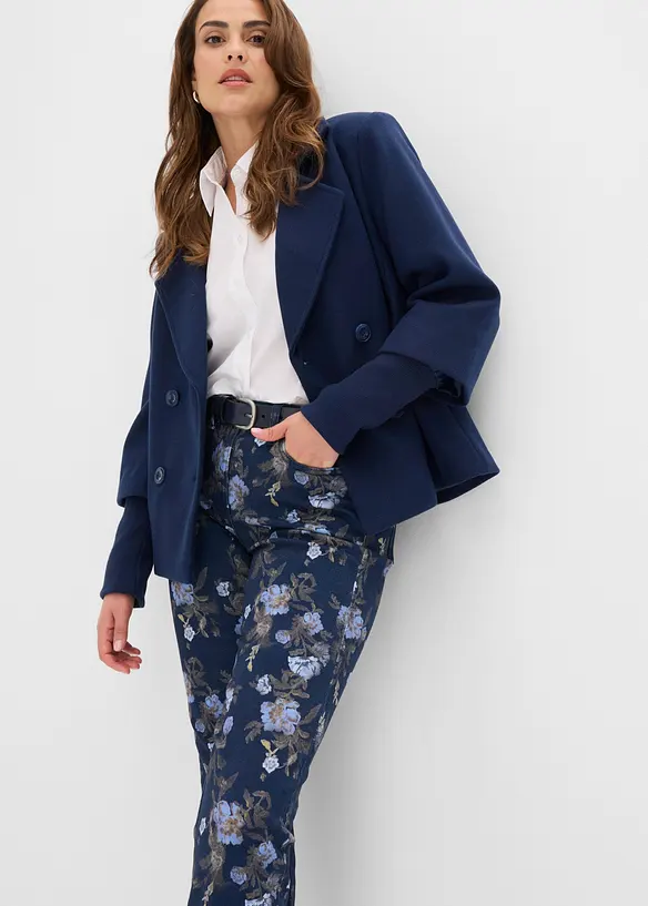Pantalon en twill &agrave; motif floral, bonprix