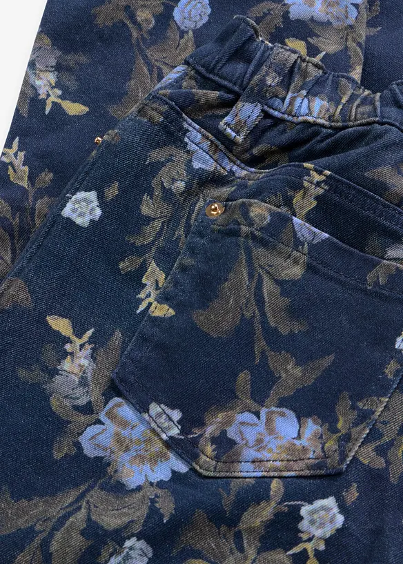 Pantalon en twill &agrave; motif floral, bonprix
