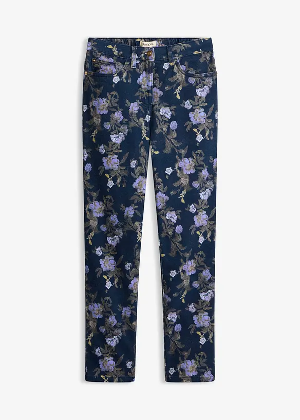 Pantalon en twill &agrave; motif floral, bonprix
