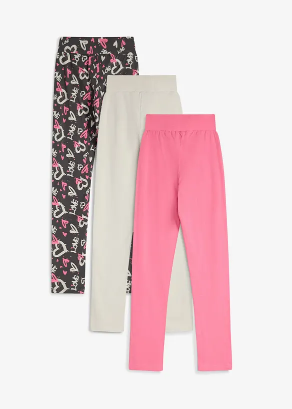 Leggings aus elastischem Bio-Baumwoll-Mix (3er Pack), bonprix