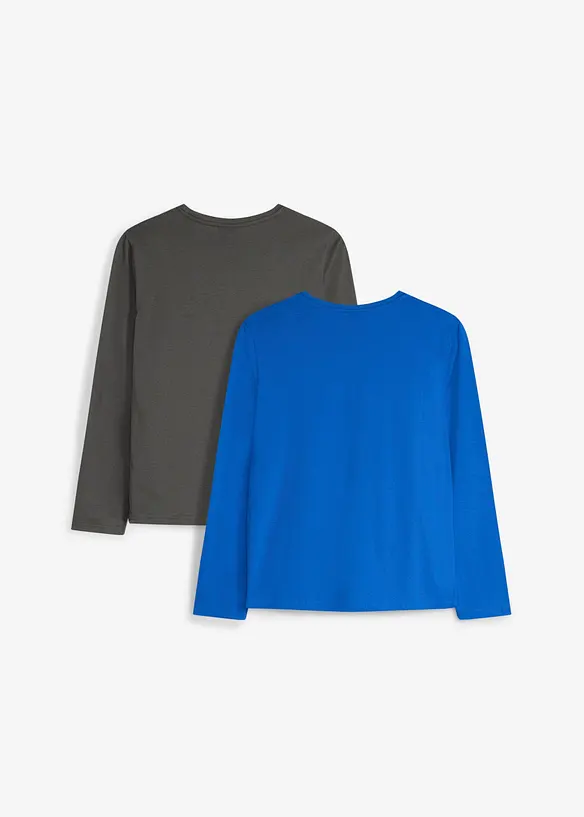 Lot de 2&nbsp;T-shirts manches longues en coton doux, bonprix