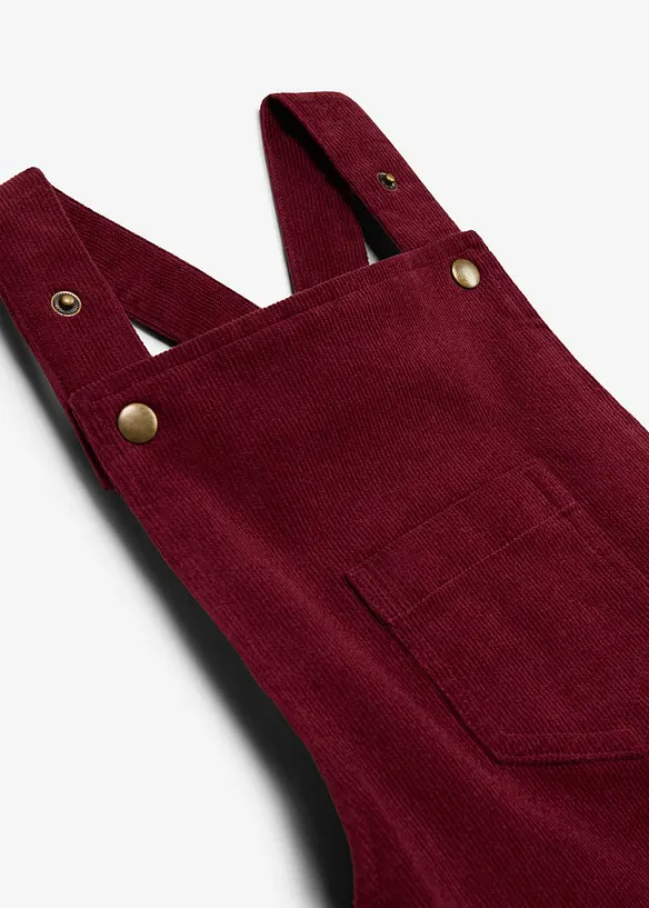 Robe-salopette en velours c&ocirc;tel&eacute; extensible, bonprix