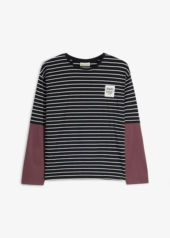 Layer-Langarmshirt aus weicher Bio Baumwolle, bonprix