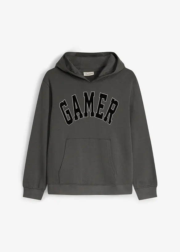 Sweat &agrave; capuche en coton doux, imprim&eacute; floqu&eacute;, bonprix