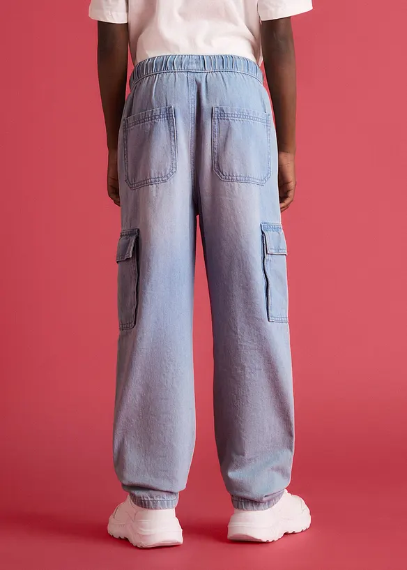 Jean cargo loose &agrave; taille &eacute;lastiqu&eacute;e, droit, bonprix