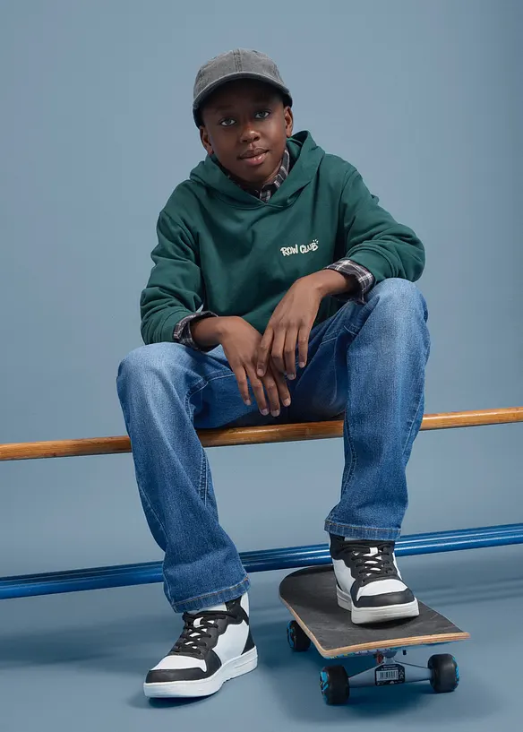 Hoodie aus weicher Bio Baumwolle mit gro&szlig;em R&uuml;ckendruck, bonprix
